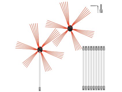 Súprava na čistenie komína 1005,8 cm s kefou a tyčami na sadze
