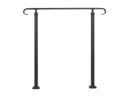 Kovové madlo na vonkajšie schody, nastaviteľné pre 1–2 stupne, čierne