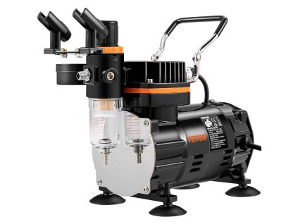 Airbrush sada s kompresorom, 2× grav. dvojfukčné pištole na modely