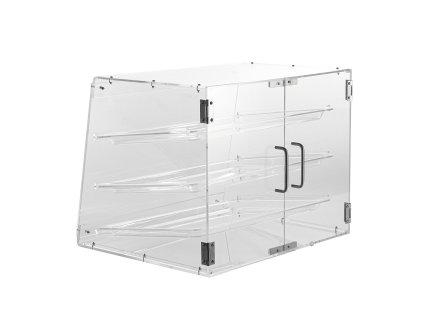 Akrylová cukrárska vitrína 3 úrovne zadné dvierka 52.6×36.1×41.4cm