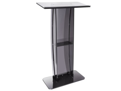 Akrylové pódium na stojane 119 cm, široká doska, polička, čierne