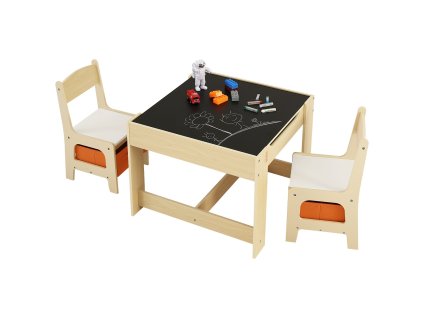Detský drevený stôl a stolička s úložným priestorom a boxmi pre deti
