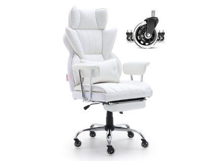 Kancelárske polohovacie kreslo s podnožkou, pu koža, bedrová opora