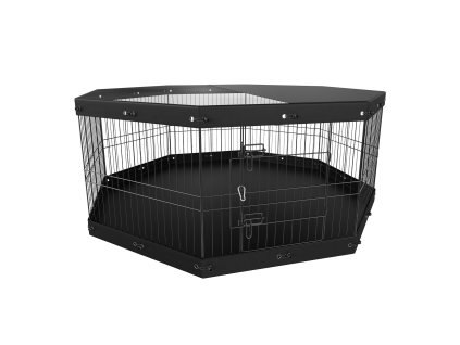 Kovová skladacia ohrádka pre psy 8 panelov, 61 cm, s krytom a podložkou