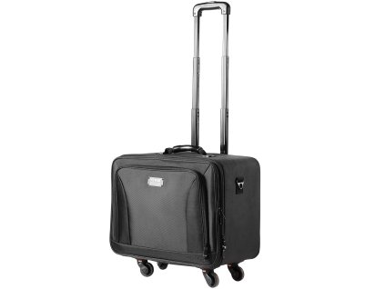 Kozmetický kufrík na kolieskach 3 poschodia, veľké úložisko, čierny