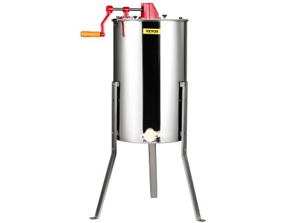 Manuálna odstredivka na med, 3 rámiky, nerez, s poklopom a stojanom