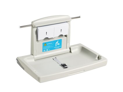 Nástenný skladací prebaľovací pult s popruhmi a vešiakmi do jaslí