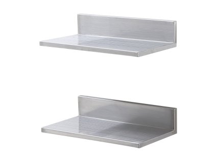 Nerezová nástenná polica 21.8 × 40.6 cm, nosnosť 20 kg, s lemom