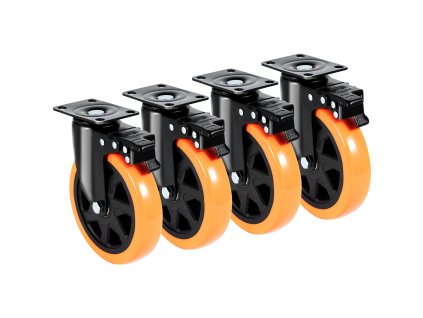 Otočné prírubové kolieska 15,2 cm, sada 4, 317,5 kg/ks, bez stôp