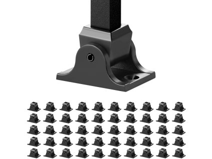 Pätky na balustre hliníkové štvorcové so otvormi 1/2 Inch čierne 50 ks