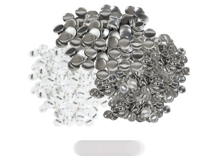 Sada 500 dielov na odznaky 1 inch (25 mm): kovový vrch, plastové telo