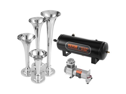 Sada vlakových trúb 4× trúby 150dB 12V 160 psi 2.6 Gal/10 L nádrž