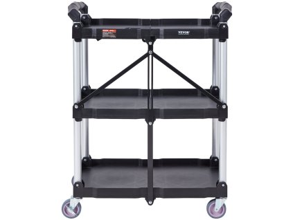 Skladací plastový vozík, 3 police, nosnosť 74.8 kg, 65.1×39.2×83.2 cm