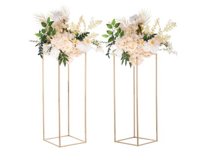 Stojan na kvety 2 ks 31.5inch/80cm vysoký kovový zlatý obdĺžnikový