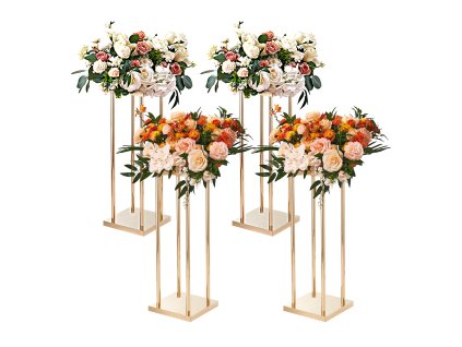 Stojan na kvety 4 ks zlatý kovový stĺp 31.5inch/80cm vysoký valcový
