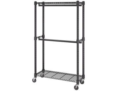 Stojan na šaty, 2 tyče, horná/dolná polica, Ø2.5cm, nosnosť 136.1kg