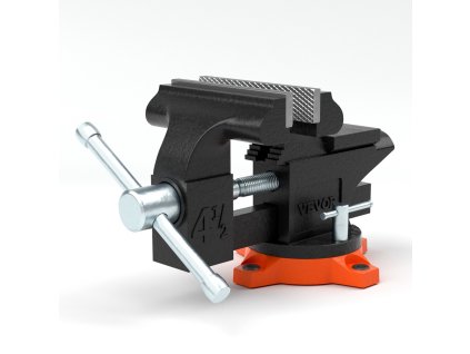 Zverák dielenský liatinový 114 mm čeľuste, otvor 84 mm, 240° otočný