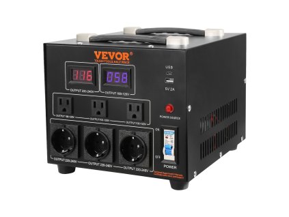 Transformátor napätia 3000VA pre 110/220 V s EU a US zásuvkami a 5V USB