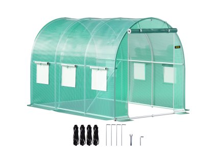 Tunelový skleník 304.8×213.4×213.4 cm, pozinkované oblúky, 6 okien