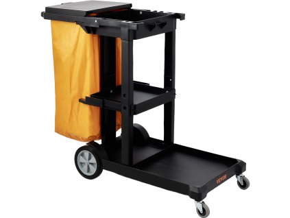 Upratovací vozík 3 police, 200 lbs, 25 gallon pvc vak, 120×51×98 cm