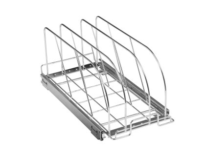 Výsuvný organizér na panvice a pokrievky, nastaviteľné priečky, oceľ