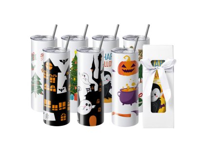 12 ks sublimačných tumblerov 591.5 ml, nerez dvojstenné so slamkou