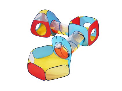 Detský stan 5 v 1 s tunelom a basketbalovým košom, prenosný