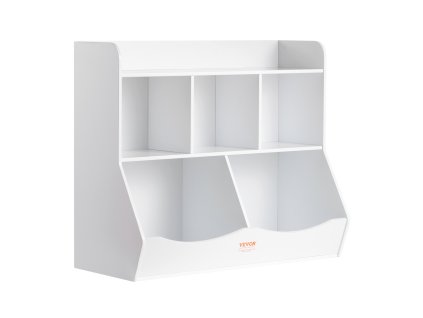 Detský úložný regál na hračky 5 priehradiek, polica na knihy, biely