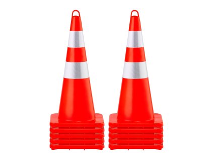 Dopravné kužele 10 ks 28" oranžové 2 reflexné pásy so základňou