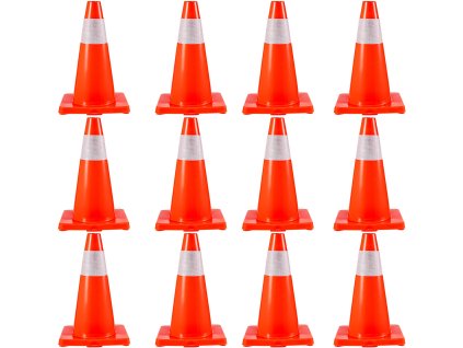 Dopravné kužele 12 ks 18" vysoké oranžové, pvc základňa, reflexné pásy