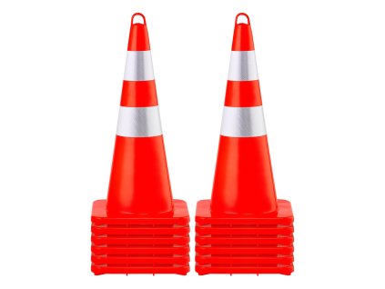 Dopravné kužele 12×28" pvc oranžové, 2 reflexné pásy, vážená základňa