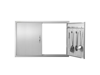 Dvojité dvierka 990×660 mm, nerez, zapustené, s rúčkami a háčikmi