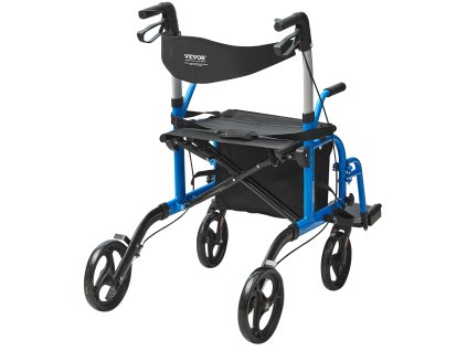 Chodítko 2 v 1 s prepravným sedadlom, skladacie hliníkové, 300LBS