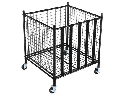 Klietkový vozík na lopty, oceľový uzamykateľný, s elastickými popruhmi