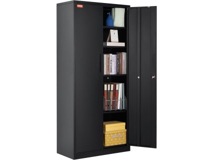 Kovová skriňa 180.34 cm, 2 dvere, 4 police, 90.7 kg/policu zamykateľná