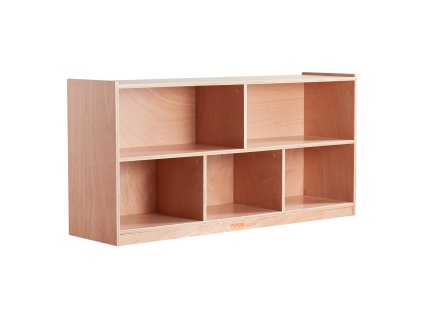 Mobilná skrinka s 5 priehradkami, 2 policami, kolieska, prírodná