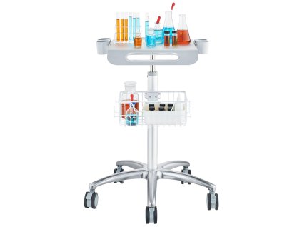 Mobilný vozík s kolieskami, kovový, výškovo nastaviteľný 680–1090 mm