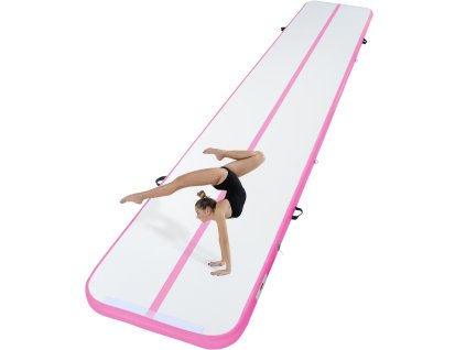 Nafukovací gymnastický matrac hrúbka 4 inch, dĺžka 20 ft, ružový