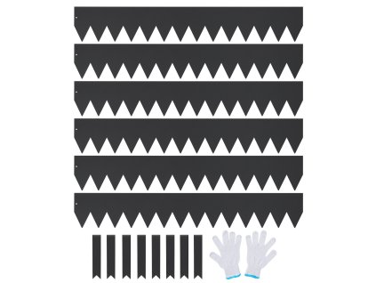 Oceľové záhradné obrubníky 6 ks 101.6×15.2 cm zatĺkacie, s 8 klipmi