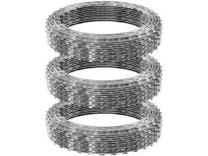 Ostnatý pás 147 ft, 3 role, dvojitá špirála, galvanizovaný pre plot