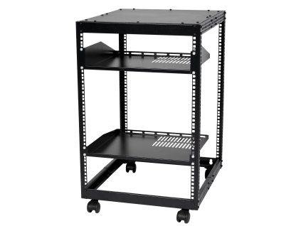 Otvorený server rack 15U, 58.5–101.6cm/23–40in, 4 stĺpy, kolieska