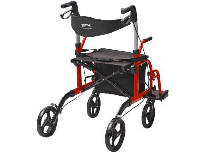 Rollátor 2v1 a prepravné kreslo skladací hliníkový, s opierkami 136 kg