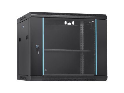 Serverová skrinka 9U na stenu, 60×45×50 cm, zamykateľné dvere
