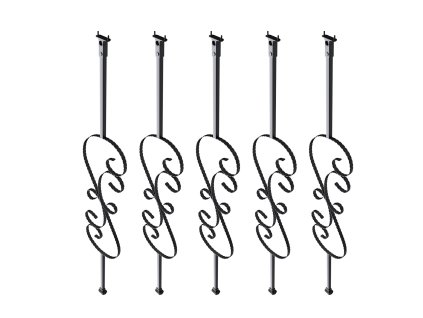 Schodiskové balustre esové 44"×1/2" galvanizovaná oceľ 5 ks čierne