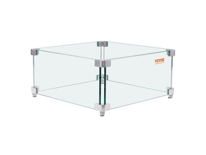 Sklenený veterný štít pre štvorcové ohnisko 380×380×180 mm, 8 mm