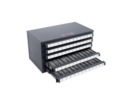 Skrinka na závitníky 5 zásuviek, 60 priehradok, pre #2-56–#12-28