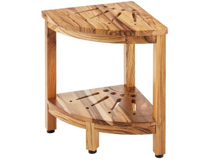 Sprchová lavička do rohu teak, výška 17", polomer 12", nosnosť 300 LBS