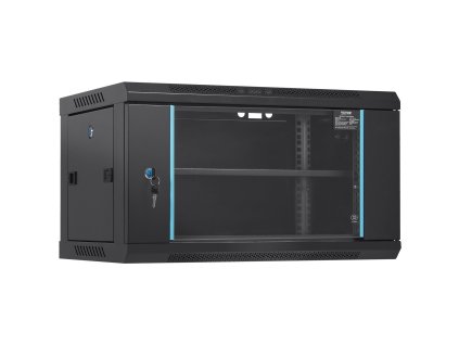 Stenový 6U kabinet, hĺbka 39.4 cm, nosnosť 90.7 kg, zamykateľné sklo