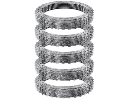 Žiletkový ostnatý drôt na oplotenie 75 m, 5 rolí, pozinkovaný