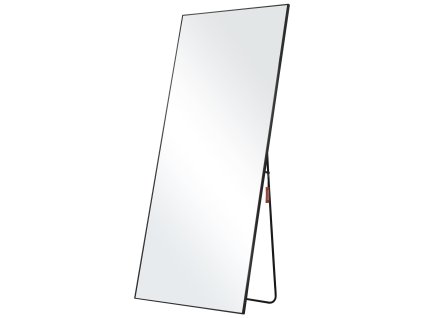 Celoplošné zrkadlo 71"×31", kalené sklo, hliníkový rám, stojan, čierne